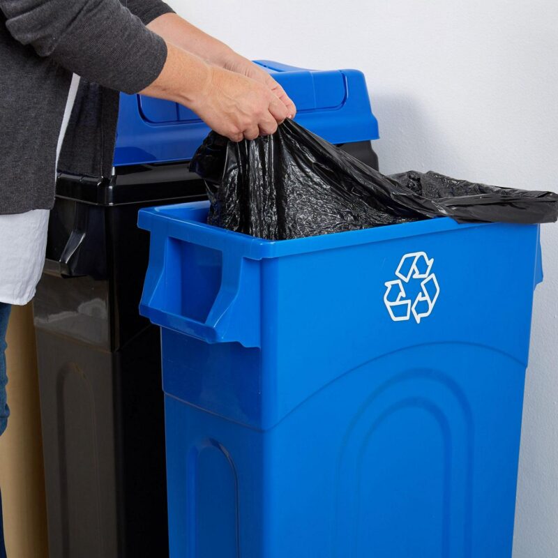 United Solutions 23 Gallon Highboy Kitchen Recycling Bin w/ Swing Lid, Blue - Image 8