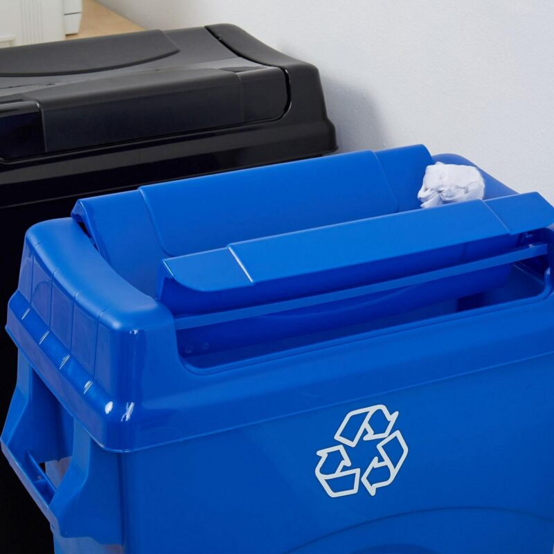 United Solutions 23 Gallon Highboy Kitchen Recycling Bin w/ Swing Lid, Blue - Image 5