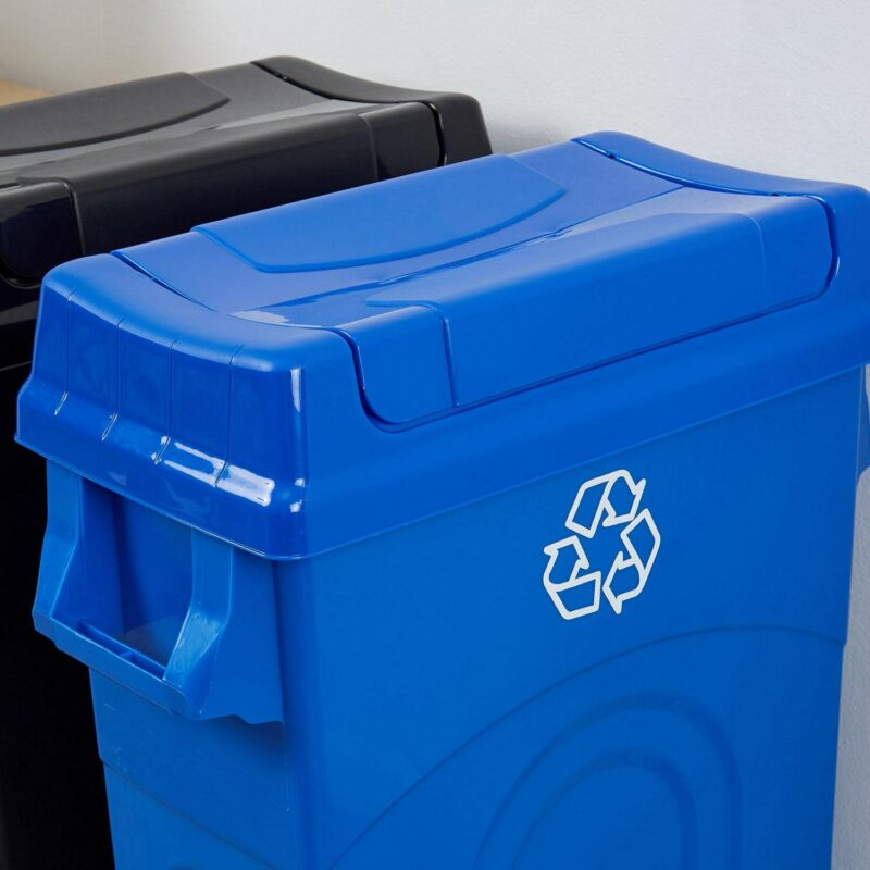 United Solutions 23 Gallon Highboy Kitchen Recycling Bin w/ Swing Lid, Blue - Image 6