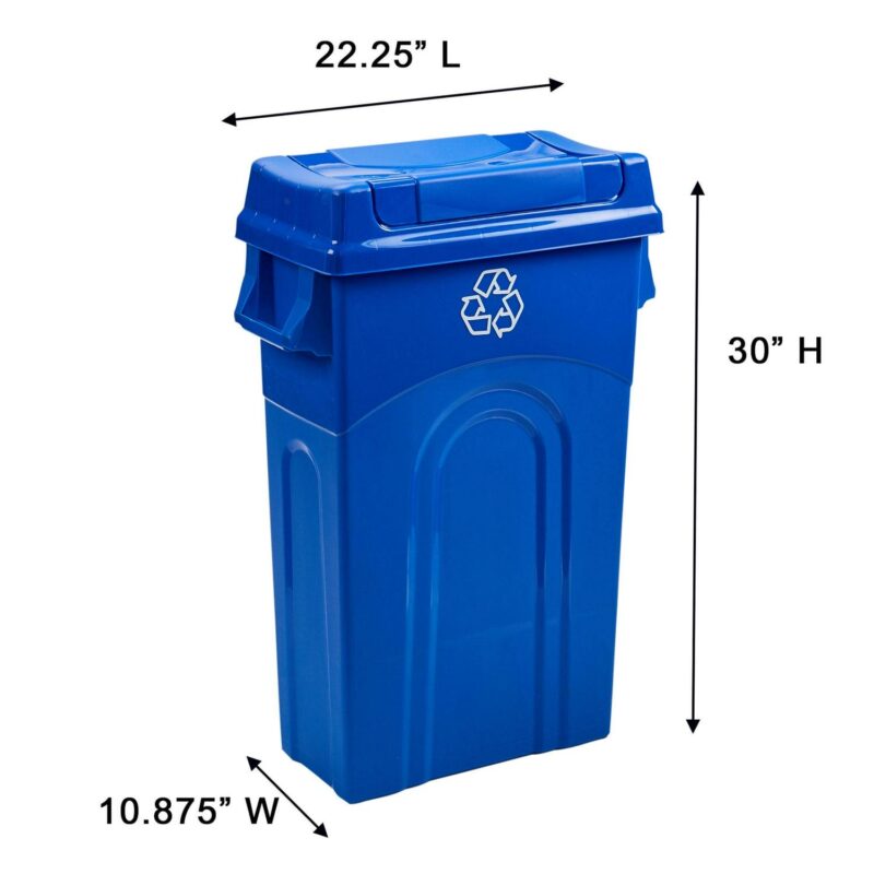 United Solutions 23 Gallon Highboy Kitchen Recycling Bin w/ Swing Lid, Blue - Image 3