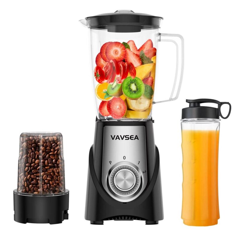 VAVSEA 1000W Smoothie Blender for Shakes and Smoothies, 3 IN1 Kitchen Personal Blenders and Grinder Combo for Protein Drinks, BPA-Free, 2 Speeds and Pulse