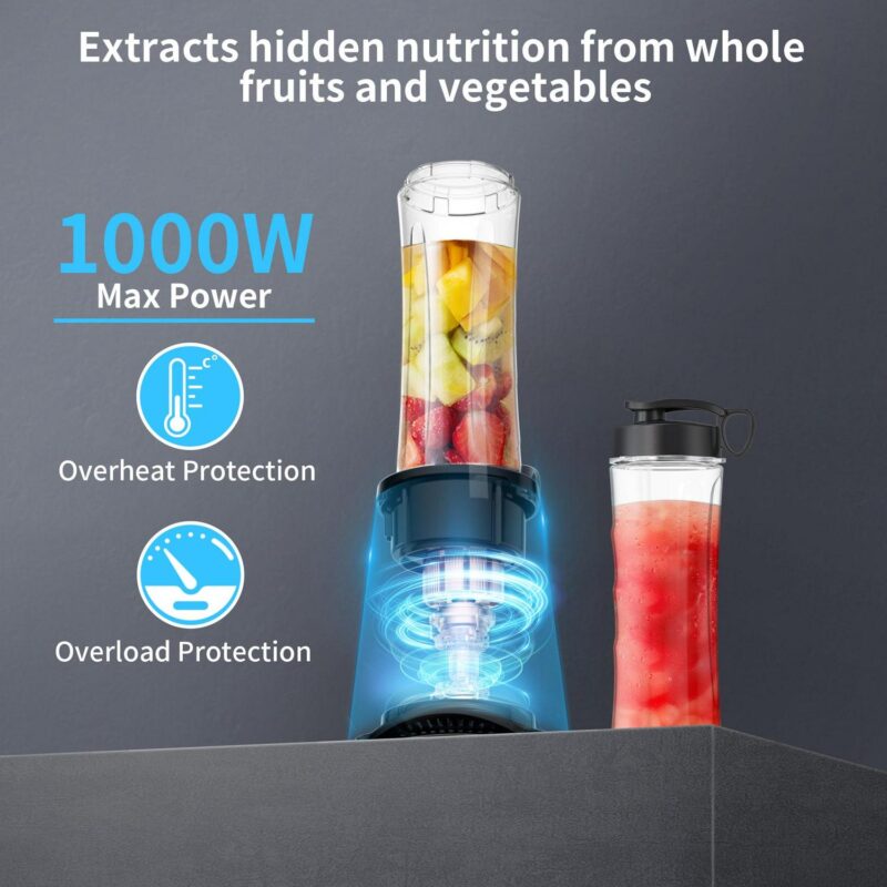 VAVSEA 1000W Smoothie Blender for Shakes and Smoothies, 3 IN1 Kitchen Personal Blenders and Grinder Combo for Protein Drinks, BPA-Free, 2 Speeds and Pulse - Image 2