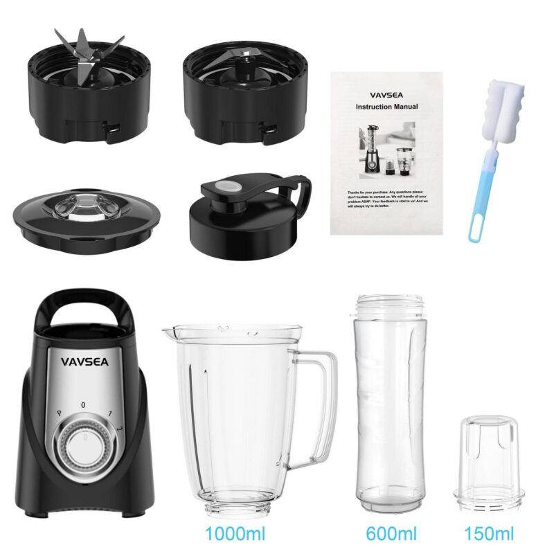 VAVSEA 1000W Smoothie Blender for Shakes and Smoothies, 3 IN1 Kitchen Personal Blenders and Grinder Combo for Protein Drinks, BPA-Free, 2 Speeds and Pulse - Image 9