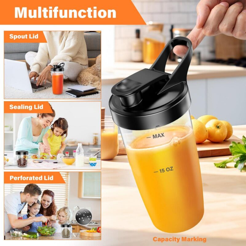 VAVSEA 1200W Blender for Smoothies and Shakes, Personal Kitchen Blenders Mixer Grinder with 2 Travel Cups 1 Grinding Cup for Ice Crush Frozen Drinks, BPA-Free - Image 5