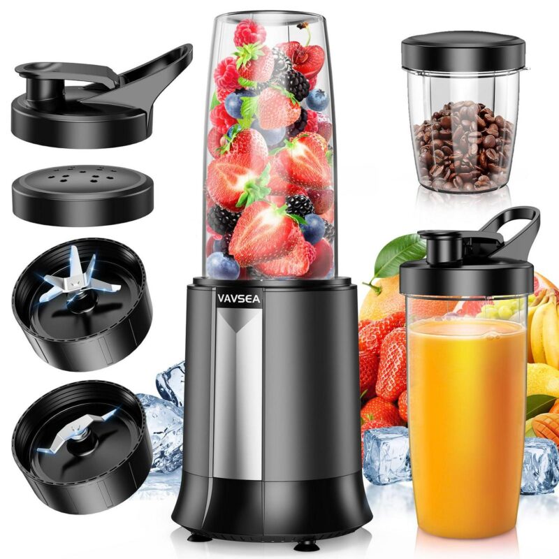 VAVSEA 1200W Blender for Smoothies and Shakes, Personal Kitchen Blenders Mixer Grinder with 2 Travel Cups 1 Grinding Cup for Ice Crush Frozen Drinks, BPA-Free
