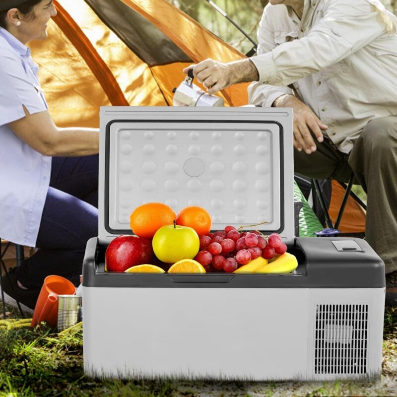 VEVOR Car Refrigerator 16 Qt, Portable Refrigerators with -4a -68a Cooling Range and App Control, 12/24V DC and 110-240V AC Electric Cooler for Truck Vehicle Outdoor and Home Use, Gray