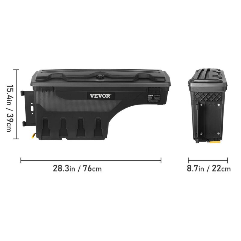 VEVOR Truck Bed Storage Box, Lockable Lid, Waterproof ABS Wheel Well Tool Box 6.6 Gal/20 L, Compatible with Chevrolet Silverado 1500 GMC Sierra 1500 2019-2021, Driver Side, Black - Image 8