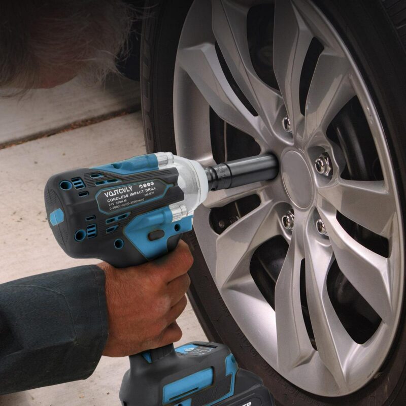 VQJTCVLY Brushless impact driver, 21V Cordless impact wrench 1/2 Inch, 2 A 4.0Ah impact drill tool set, 5 Sockets,7 Drill,6 Screws for Car Home Truck Mower Father Dad Husband, Blue - Image 6