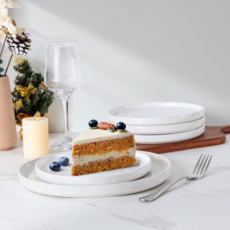 Vesteel Dinnerware Sets, 12-Piece Stoneware Plates and Bowls Set, Dishes Set for 4, Elegant Ceramic Dinnerware for Home Restaurant - Speckled White - Image 5