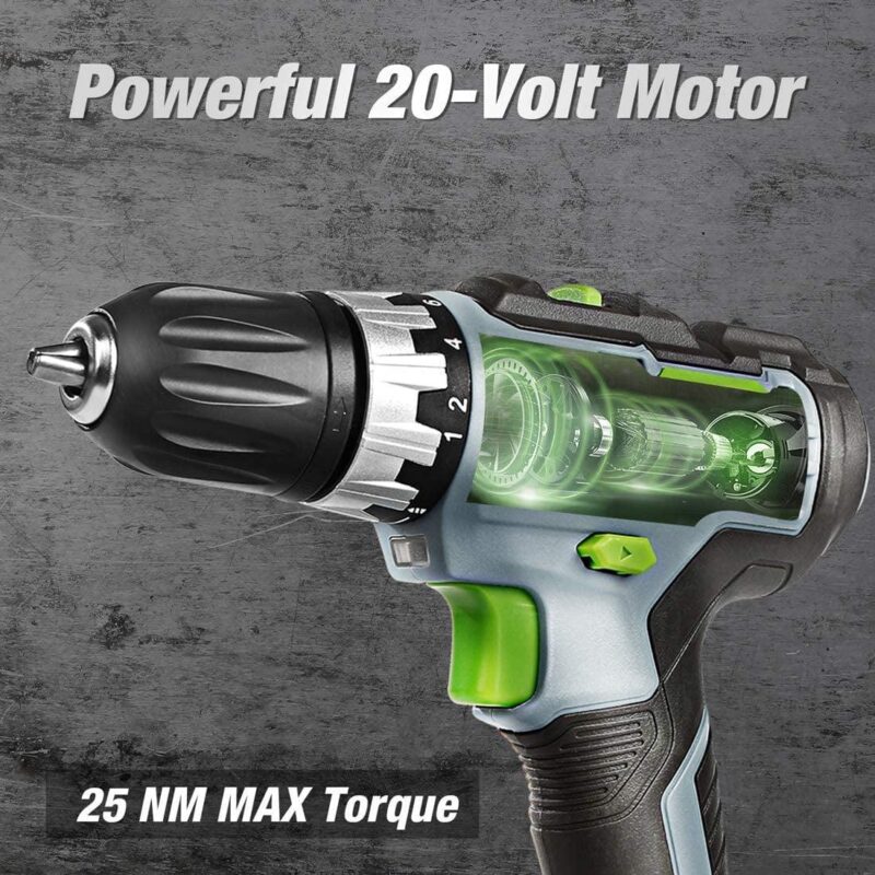 WORKPRO 20V Cordless Drill/Driver Kit, 3/8a , 18+2 Torque Setting, Variable Speed, 2.0 Ah Li-Ion Battery and 1 Hour Fast Charger - Image 2