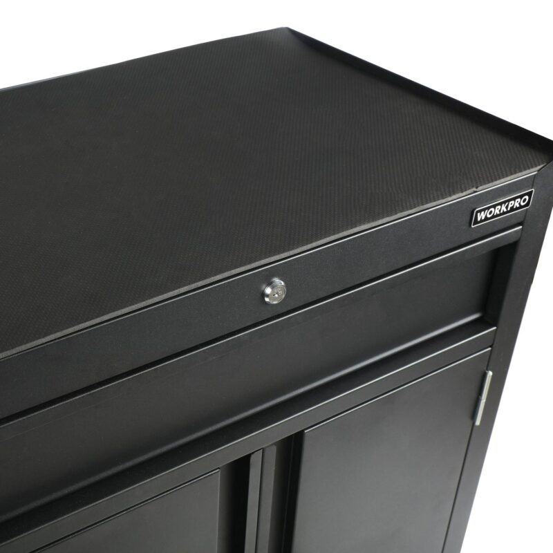 WORKPRO 28-inch 2-Shelf Rolling Garage Storage Cabinet, Lockable, Black - Image 5