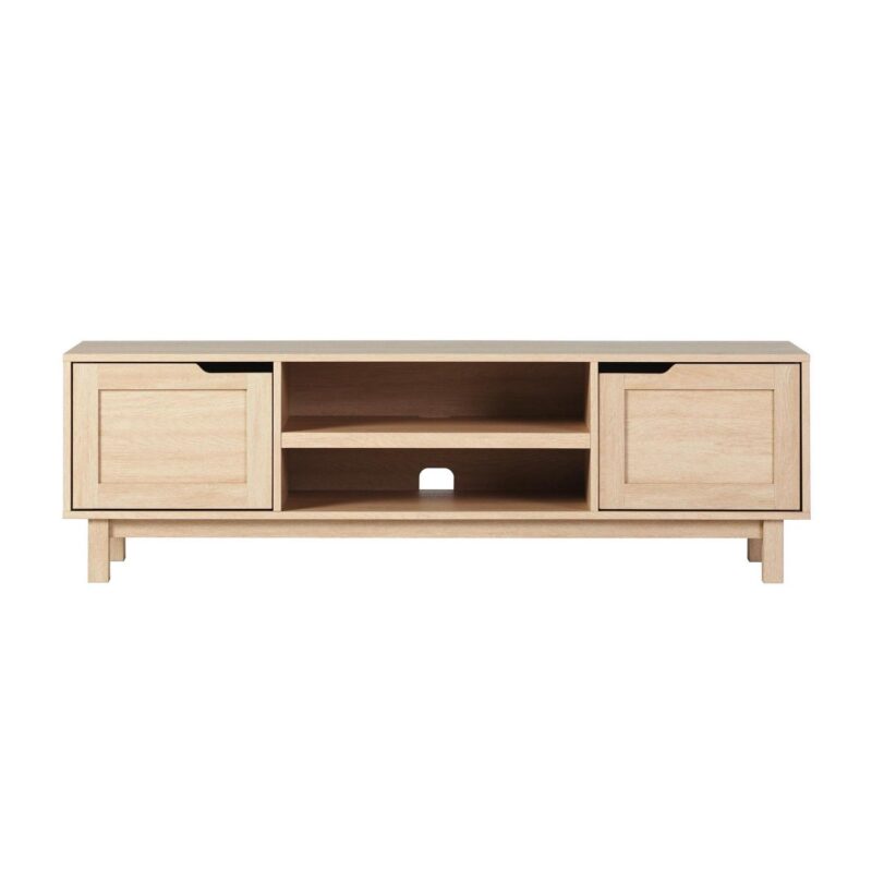 Walker Edison Contemporary 2-Door TV Stand for TVs up to 65a , Coastal Oak - Image 7