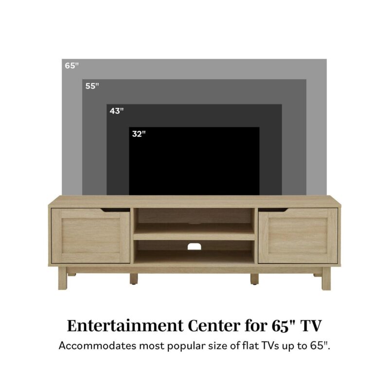 Walker Edison Contemporary 2-Door TV Stand for TVs up to 65a , Coastal Oak - Image 5