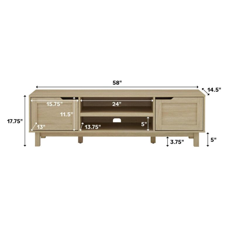 Walker Edison Contemporary 2-Door TV Stand for TVs up to 65a , Coastal Oak - Image 6