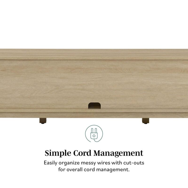 Walker Edison Contemporary 2-Door TV Stand for TVs up to 65a , Coastal Oak - Image 4