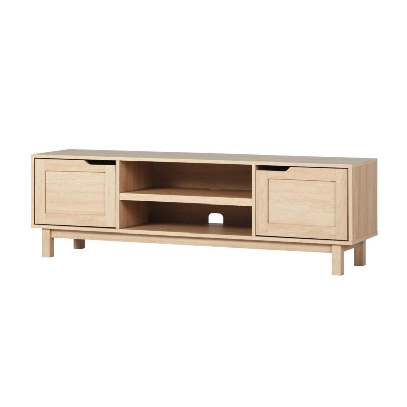 Walker Edison Contemporary 2-Door TV Stand for TVs up to 65a , Coastal Oak - Image 8