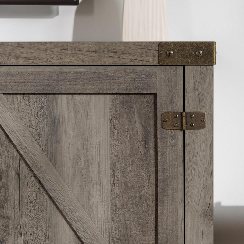 Walker Edison Modern Farmhouse Barn Door TV Stand for TVs up to 65 , Grey Wash - Image 8
