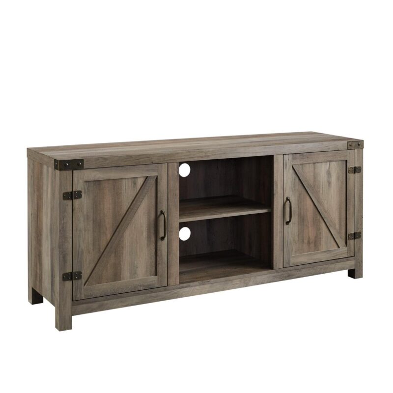 Walker Edison Modern Farmhouse Barn Door TV Stand for TVs up to 65 , Grey Wash - Image 16