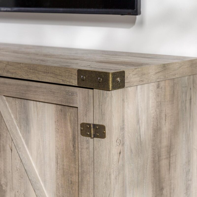 Walker Edison Modern Farmhouse Barn Door TV Stand for TVs up to 65 , Grey Wash - Image 11