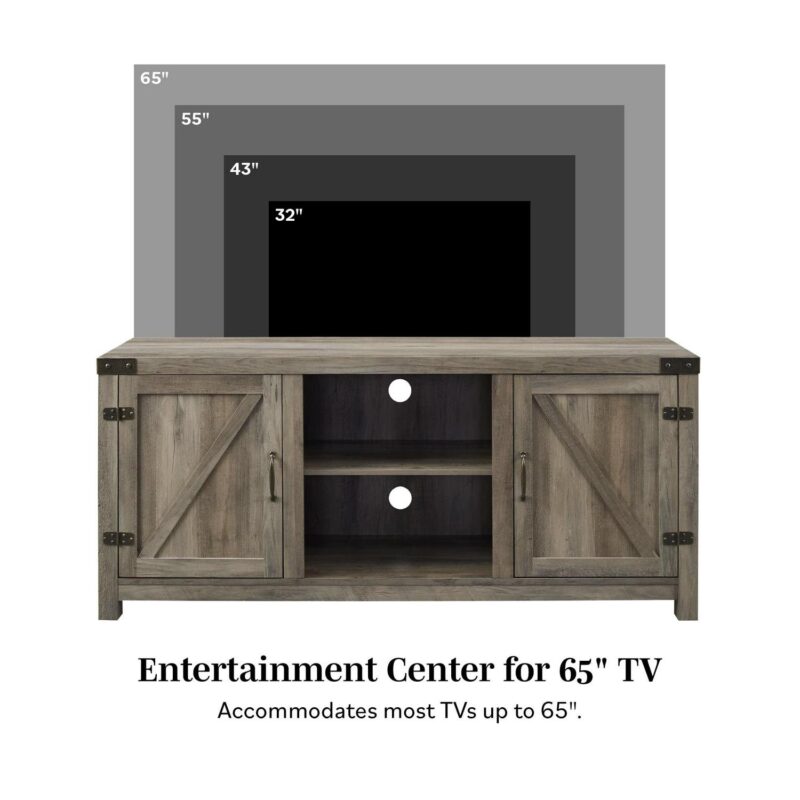 Walker Edison Modern Farmhouse Barn Door TV Stand for TVs up to 65 , Grey Wash - Image 13