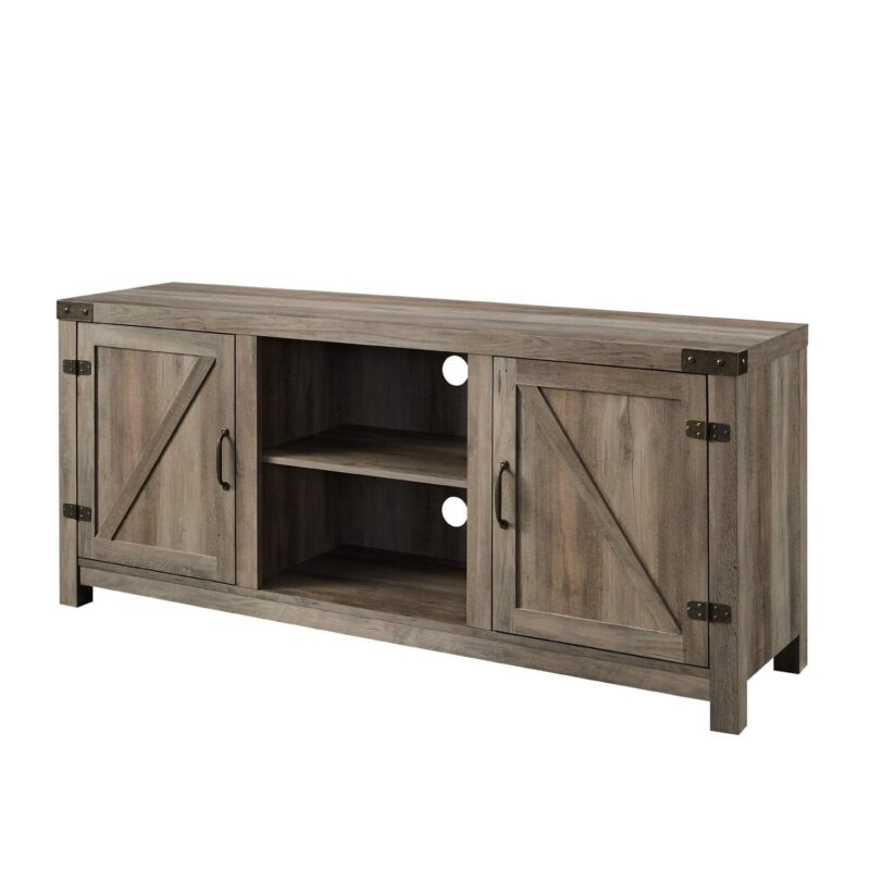 Walker Edison Modern Farmhouse Barn Door TV Stand for TVs up to 65 , Grey Wash - Image 17