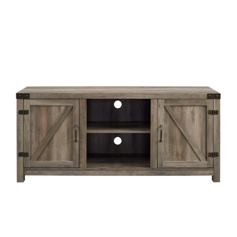 Walker Edison Modern Farmhouse Barn Door TV Stand for TVs up to 65 , Grey Wash - Image 15