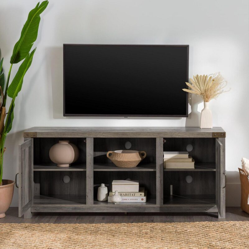 Walker Edison Modern Farmhouse Barn Door TV Stand for TVs up to 65 , Grey Wash - Image 4