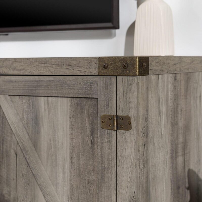 Walker Edison Modern Farmhouse Barn Door TV Stand for TVs up to 65 , Grey Wash - Image 7
