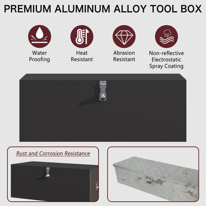 Walnest 31  Heavy Duty Steel Truck Tool Box with Side Handle, Lock and Keys - Black - Image 3