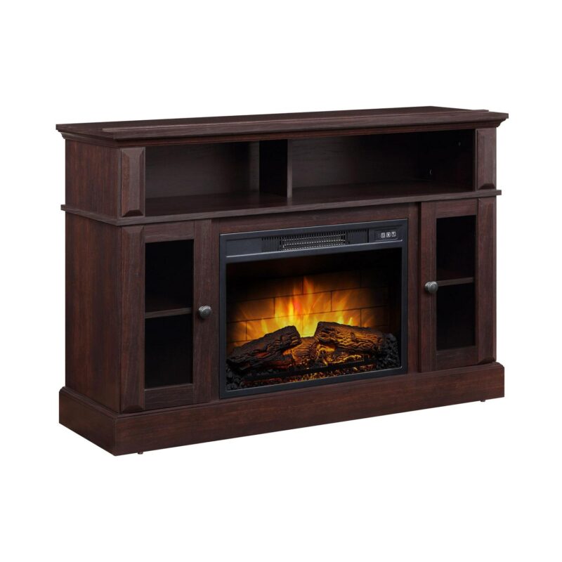 Whalen Furniture Barston Media Fireplace TV Stand for TVs up to 55a , Cherry Brown Finish - Image 8