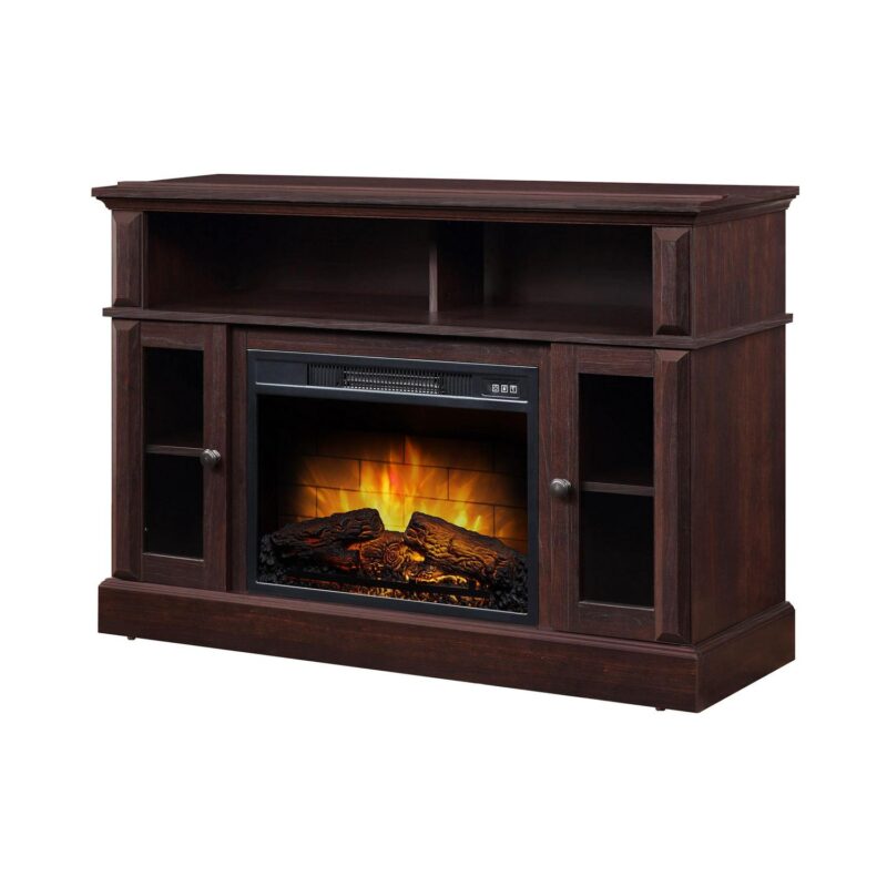 Whalen Furniture Barston Media Fireplace TV Stand for TVs up to 55a , Cherry Brown Finish - Image 6