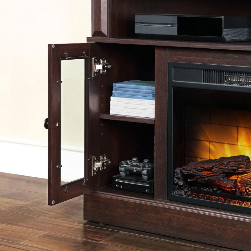 Whalen Furniture Barston Media Fireplace TV Stand for TVs up to 55a , Cherry Brown Finish - Image 5