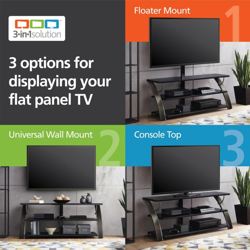 Whalen Payton 3-in-1 Flat Panel TV Stand for TVs up to 65 , Charcoal - Image 10