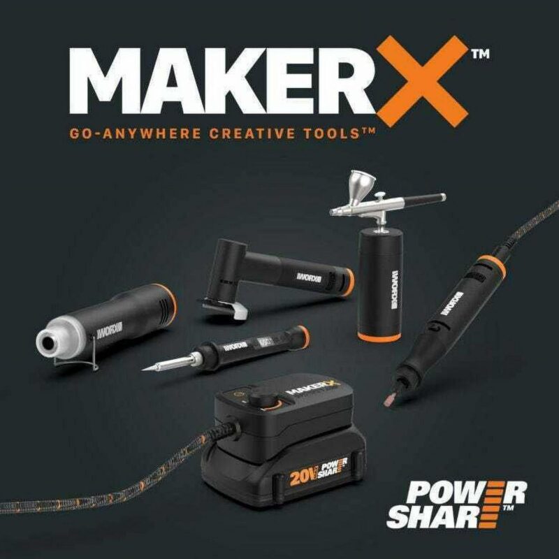 Worx MakerX WX991L 3pc Crafting Tool Combo Kit - Rotary Tool + Angle Grinder + Wood and Metal Crafter - Image 8