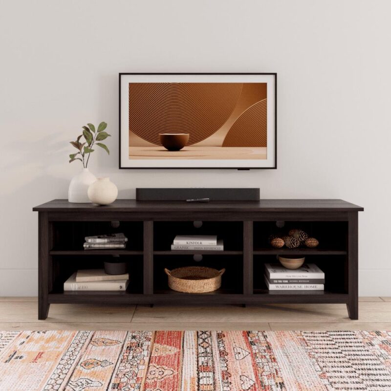Woven Paths Open Storage TV Stand for TVs up to 80 , Espresso - Image 5