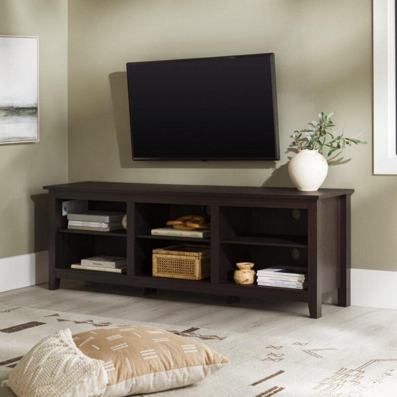 Woven Paths Open Storage TV Stand for TVs up to 80 , Espresso - Image 4