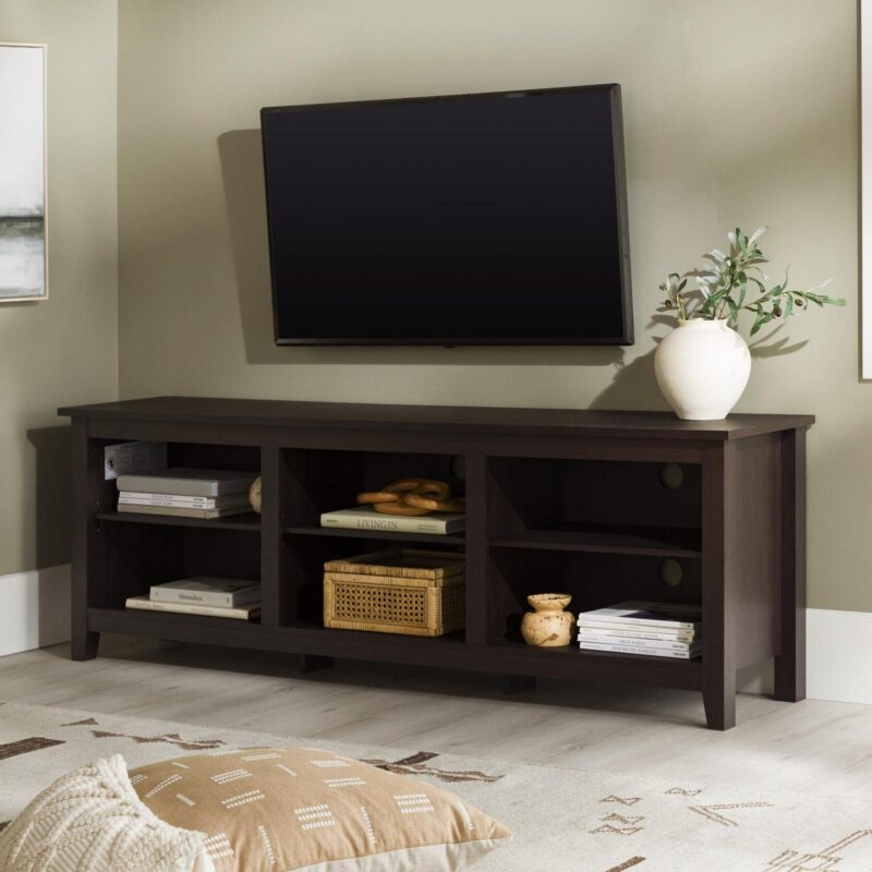 Woven Paths Open Storage TV Stand for TVs up to 80 , Espresso - Image 3