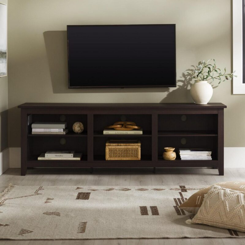Woven Paths Open Storage TV Stand for TVs up to 80 , Espresso - Image 2