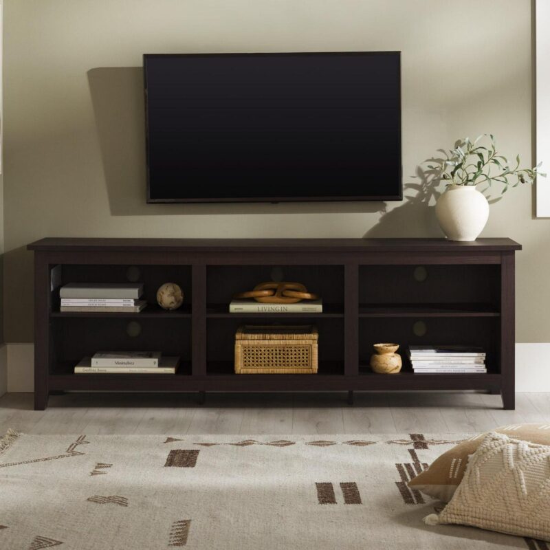 Woven Paths Open Storage TV Stand for TVs up to 80 , Espresso