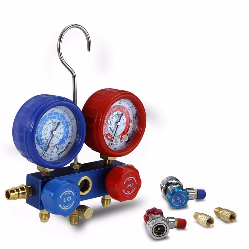 XtremepowerUS 3CFM Vacuum Pump HVAC Refrigeration AC Manifold Gauge r134 r12 Leak Detector with Carrying Tote - Image 4