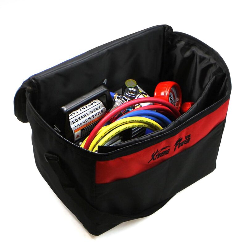 XtremepowerUS 3CFM Vacuum Pump HVAC Refrigeration AC Manifold Gauge r134 r12 Leak Detector with Carrying Tote - Image 3