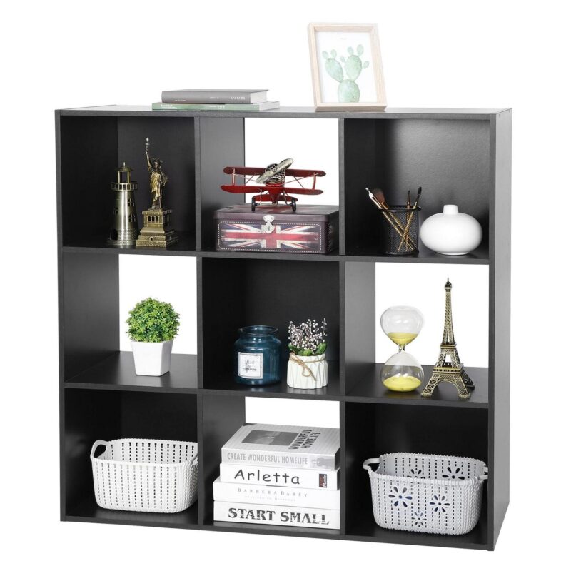 ZENY 9 Cubes Wooden Cube Organizer Bookcase Cubecials Cabinet Storage (Black) - Image 2