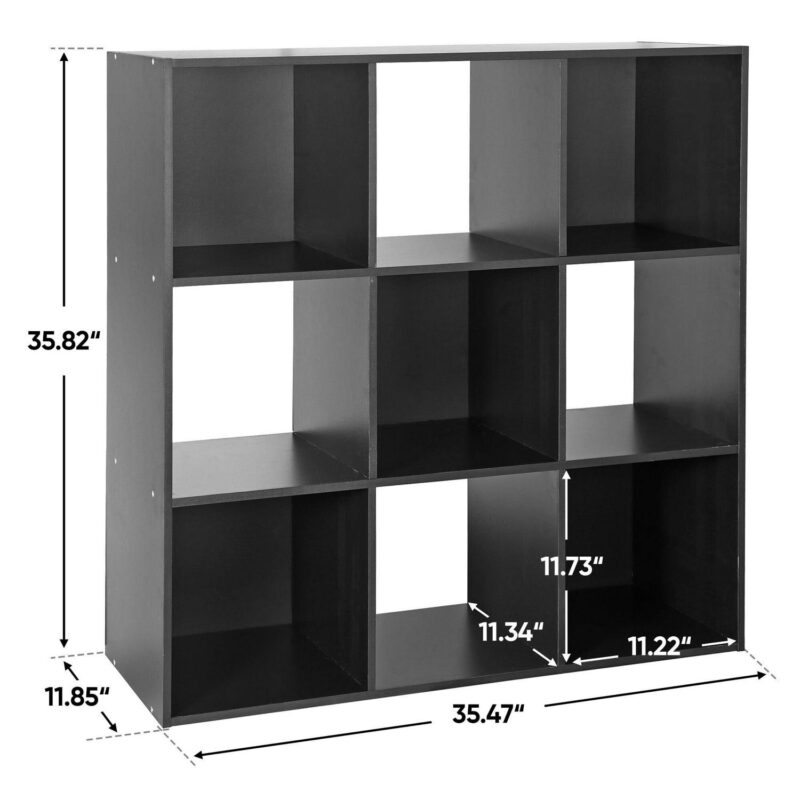 ZENY 9 Cubes Wooden Cube Organizer Bookcase Cubecials Cabinet Storage (Black) - Image 3