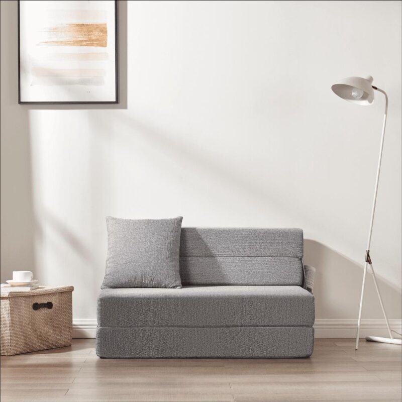 Z-hom Folding Sofa Bed,Adjustable 6  Floor Couch Memory Foam Mattress Convertible Sleeper Chair with Pillow and Washable Cover Twin Size, Adult, Ligth Grey - Image 4
