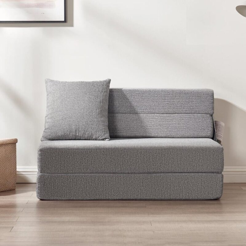 Z-hom Folding Sofa Bed,Adjustable 6  Floor Couch Memory Foam Mattress Convertible Sleeper Chair with Pillow and Washable Cover Twin Size, Adult, Ligth Grey