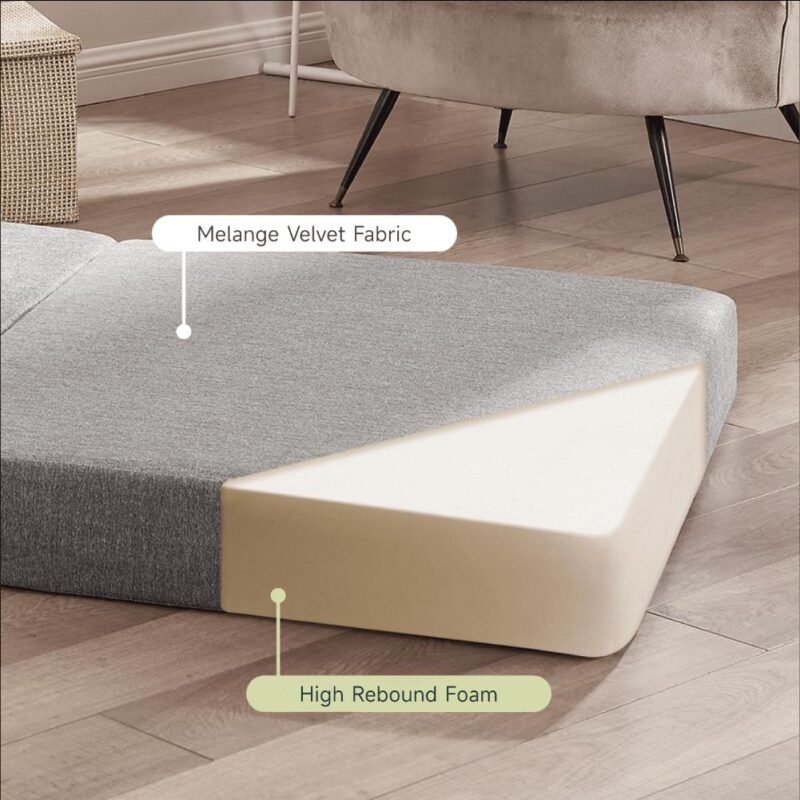 Z-hom Folding Sofa Bed,Adjustable 6  Floor Couch Memory Foam Mattress Convertible Sleeper Chair with Pillow and Washable Cover Twin Size, Adult, Ligth Grey - Image 10