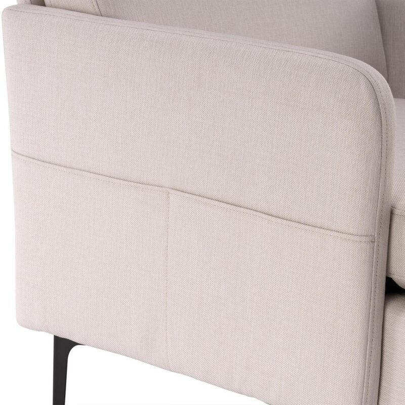 Zimtown Linen Fabric Accent Chairs, Mid Century Modern Armchair, Upholstered Comfy Single Sofa for Living Room, Bedroom Beige - Image 4