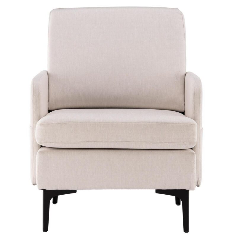 Zimtown Linen Fabric Accent Chairs, Mid Century Modern Armchair, Upholstered Comfy Single Sofa for Living Room, Bedroom Beige - Image 5