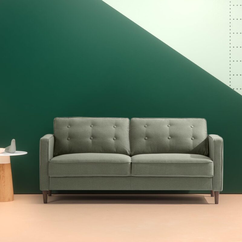 Zinus 74  Lauren Sofa Couch, Green Polyester