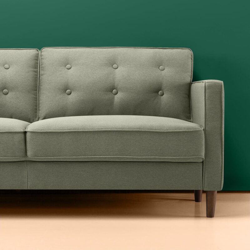 Zinus 74  Lauren Sofa Couch, Green Polyester - Image 3